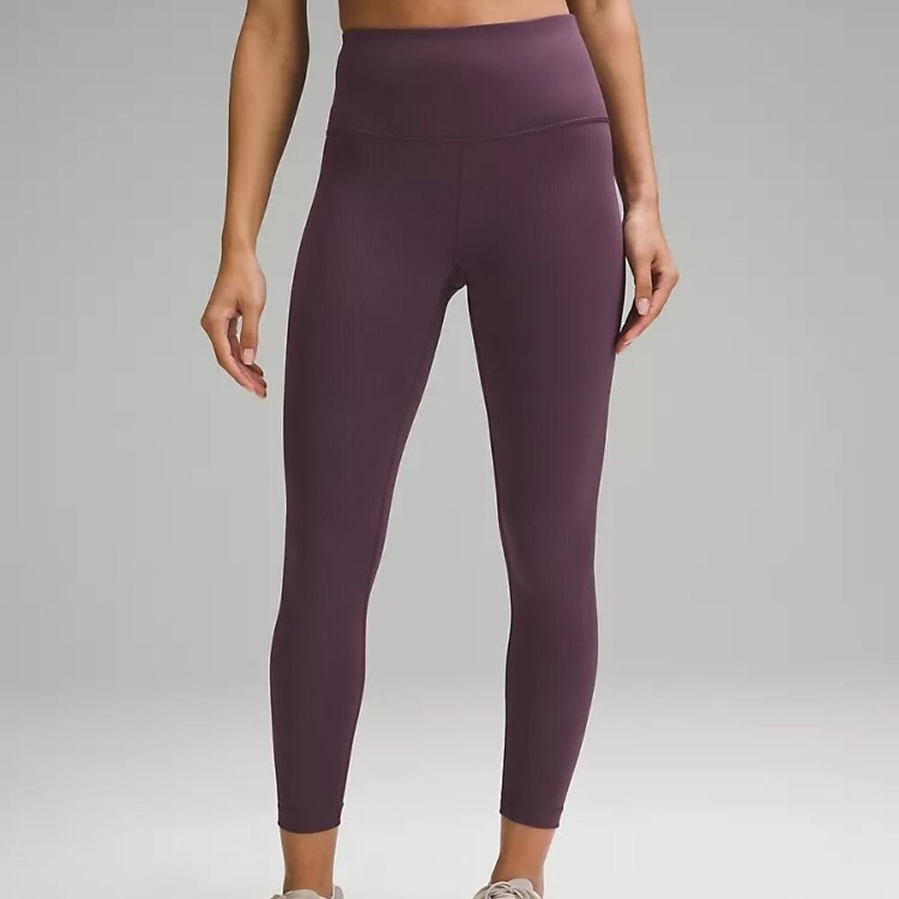 Lululemon wunder train HR ribbed tights 25” Grape Thistle Sz 8